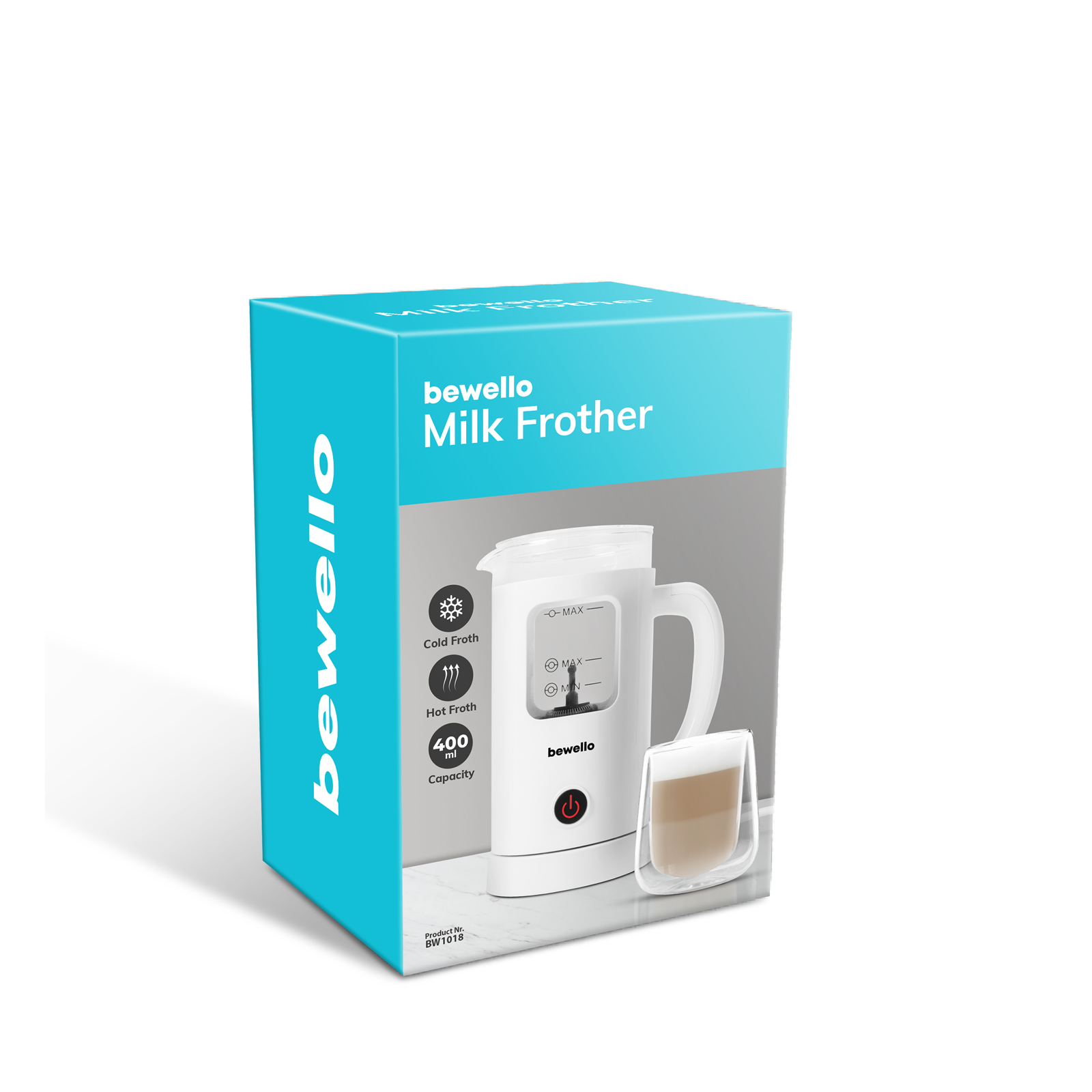 Afbeelding van Bewello - Electrische Melkopschuimer - 400ML - 550W - 230V - Koud of Warm Schuim & Verwarmen Cacao - 7f3d