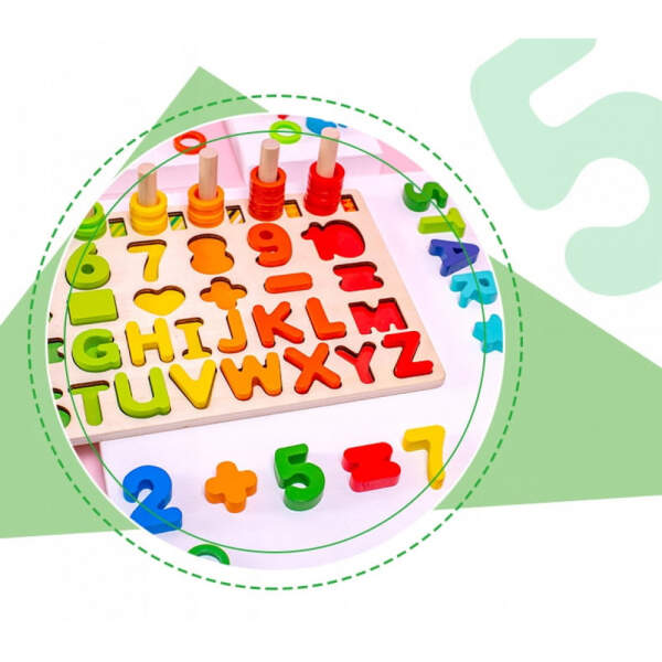 Afbeelding van Visjes Vangen Spel met Letter Puzzel en Telraam - Houten Educatief speelgoed - Vissen vangen Hout - Leren