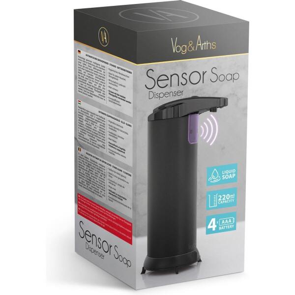 Afbeelding van Vog&Arths - Automatische Zeepdispenser met Sensor - Zeeppompje - Zwart - Automatische Zeep pomp - 220ML -