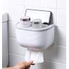 Afbeelding van Bewello® - WC Rolhouder - Toiletrolhouder - Zelfklevend WC Kastje - Wit met Grijs - 210 x 135 x 135 mm -