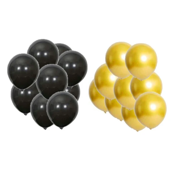 Afbeelding van 18 Jaar Zwart & Goud Verjaardag Decoratie Versiering - 25 delig - Ballonnen - BPK - 8410 c60a 4930 a389