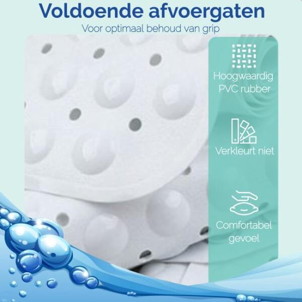 Afbeelding van HSXL - Antislipmat - 53x53CM - Incl. Netspons - Antislip Douchemat Wit met Zuignappen – Anti Slip Douche