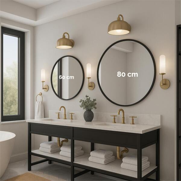 Afbeelding van HSXL - Spiegels - Luxe Ronde Spiegel Zwart - 60 cm Groot - Grote Wandspiegel 60cm Rond met Zwarte Rand -