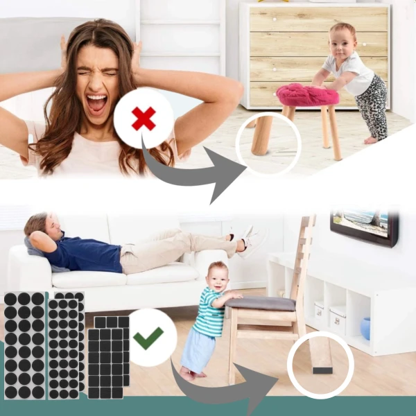 Afbeelding van 120x N'JOY LIFE Premium Viltjes Stoelpoten - Zwart - Zelfklevend Anti Kras Meubelvilt voor Meubels - 120