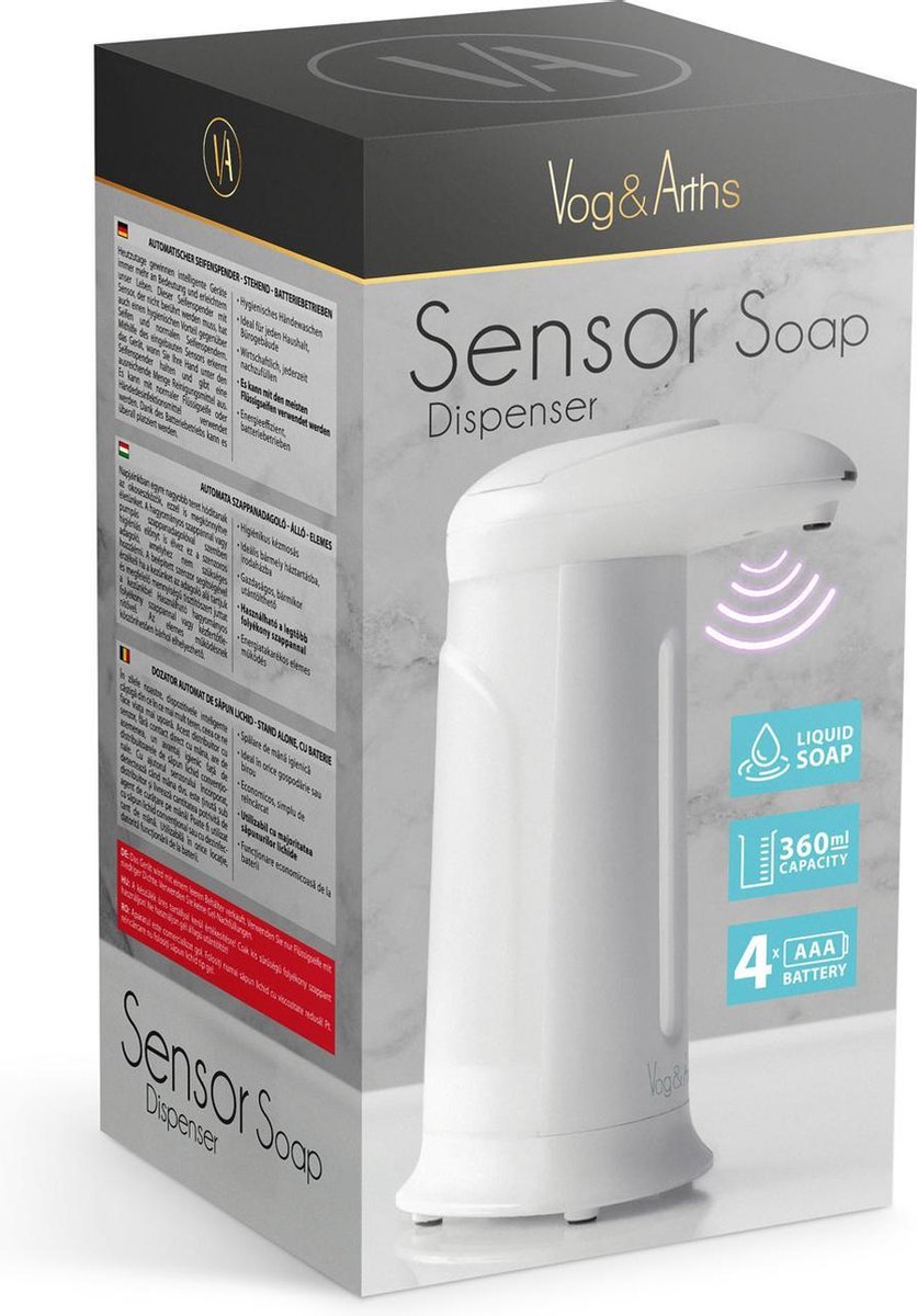 Afbeelding van Vog&Arths - Automatische Zeepdispenser met Sensor - Zeeppompje - Wit - Automatische Zeep pomp - 350ML -