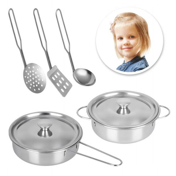 Afbeelding van Metalen Speelgoed Pannenset - Pannen Set - Keukengerei voor Speelkeuken - 6 delig - Metaal - 8d27 16fa 437c