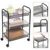 Afbeelding van Keukentrolley op wieltjes - Trolley Serveerwagen - Keukentrolley - 3 lagen - Zwart - 44x26x64 cm - 8d85 5775