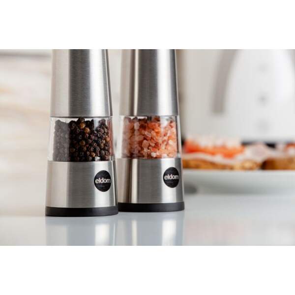 Afbeelding van Eldom - Peper- & Zoutstellen - Set van 2 - Peper en Zout Molen - op 4x AA batterij (Excl.) -Electrische