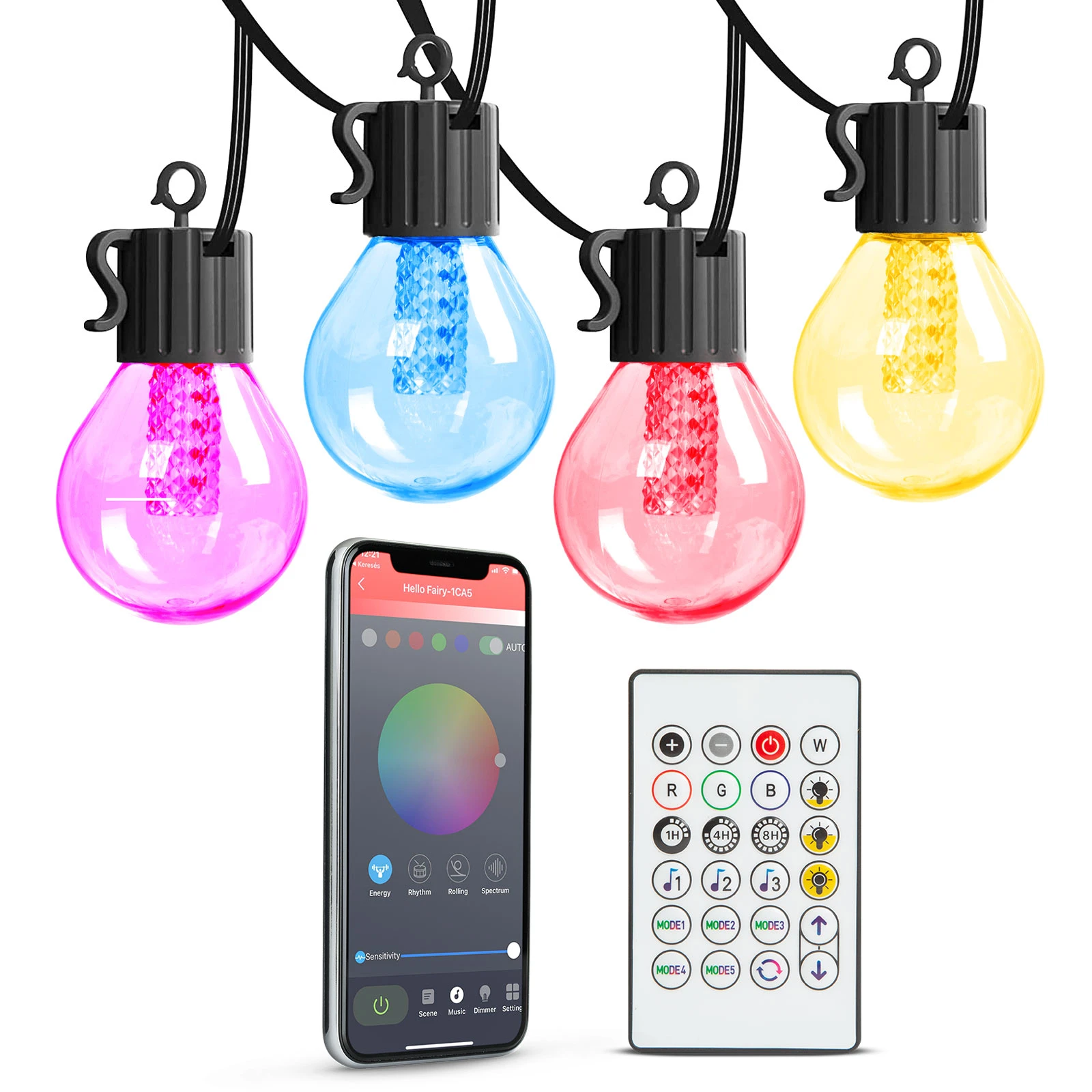 Afbeelding van Garden of Eden - Lichtsnoer voor Binnen of Buiten op Netstroom - Multicolour - 7.5m - met App en Bluetooth
