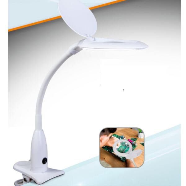 Afbeelding van Handy - Bureau Loeplamp met Tafelklem - Vergrootglas met verlichting - 12 Dioptrie (5x Zoom) Op Netstroom -