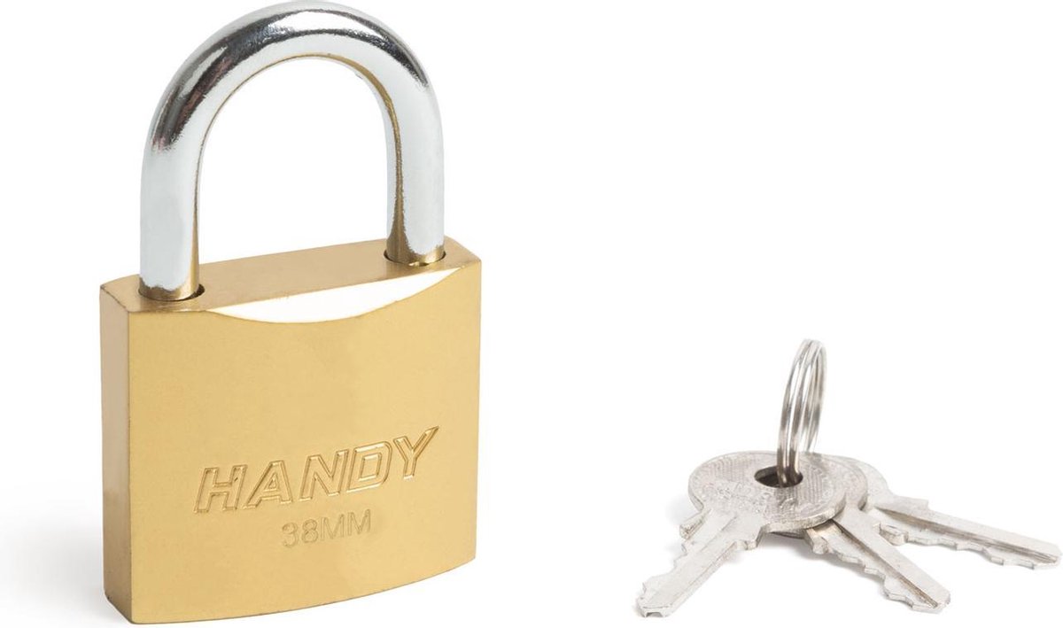 Afbeelding van Handy - Hangslot met Sleutel 38mm - Hangsloten - Gehard staal - Sluiting ⌀ 6MM - incl. 3 Sleutels - Slot -