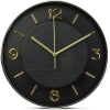 Afbeelding van Family Pound - 25cm Wandklok met stil Uurwerk - Zwart / Goud - HSM003 - Analoog - Klok - Moderne Stille
