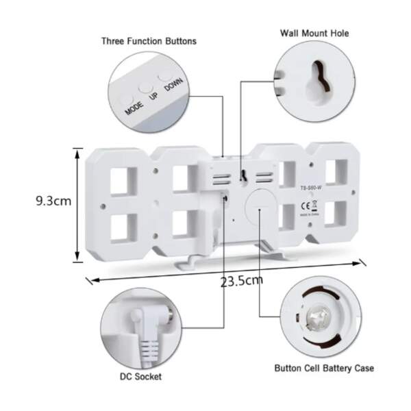 Afbeelding van Digitale LED Klok Wekker met Blauw Licht - op USB (incl.) - Tafelklok voor Slaapkamer - Game Kamer - 24 x