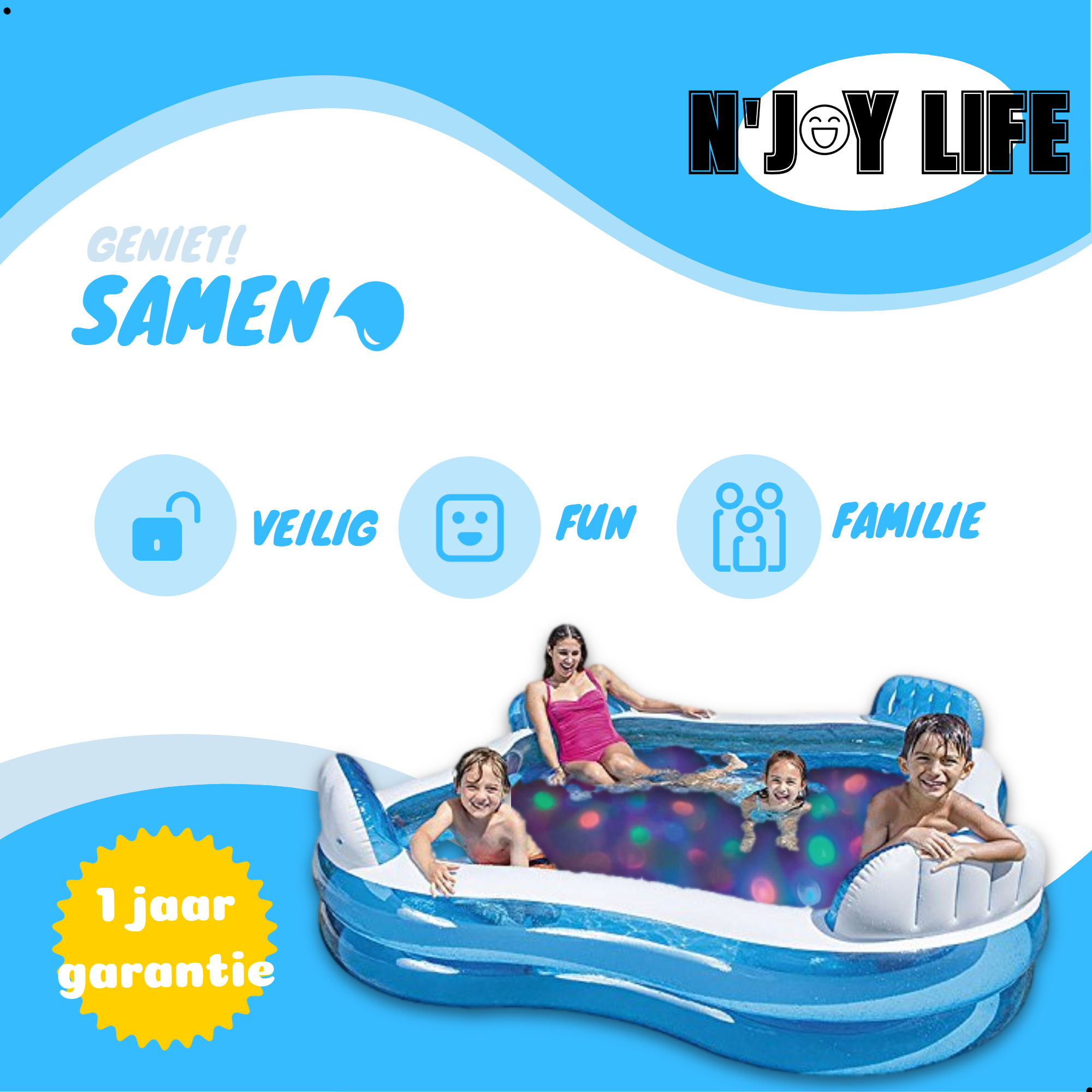 Afbeelding van N'JOY LIFE Zwembad Lamp Drijvend - Zwembadverlichting - Disco Lamp - Bad accessoires - Onderwater en