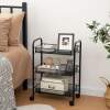 Afbeelding van Keukentrolley op wieltjes - Trolley Serveerwagen - Keukentrolley - 3 lagen - Zwart - 44x26x64 cm - 987f 5395