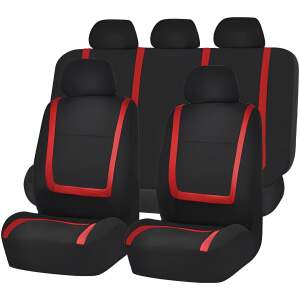 Afbeelding van Universele stoelhoezen auto - Zwart/Rood - Stoelhoes voor in de auto - Complete set - Stoelhoezenset - 991b
