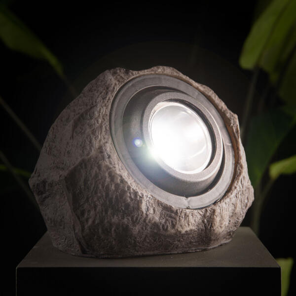 Afbeelding van Garden of Eden - Solar Steen Grondspot LED - XL - Tuinverlichting / Sfeerverlichting - 20 x 12 x 16 cm - Rots