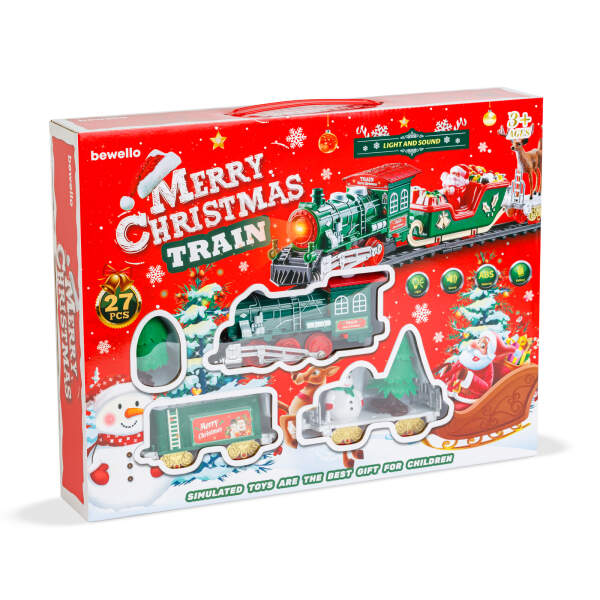 Afbeelding van Bewello - Kerst Trein - Kersttrein met licht en geluid - 27 delig - Kerstdecoratie - op Batterijen - 9b5d