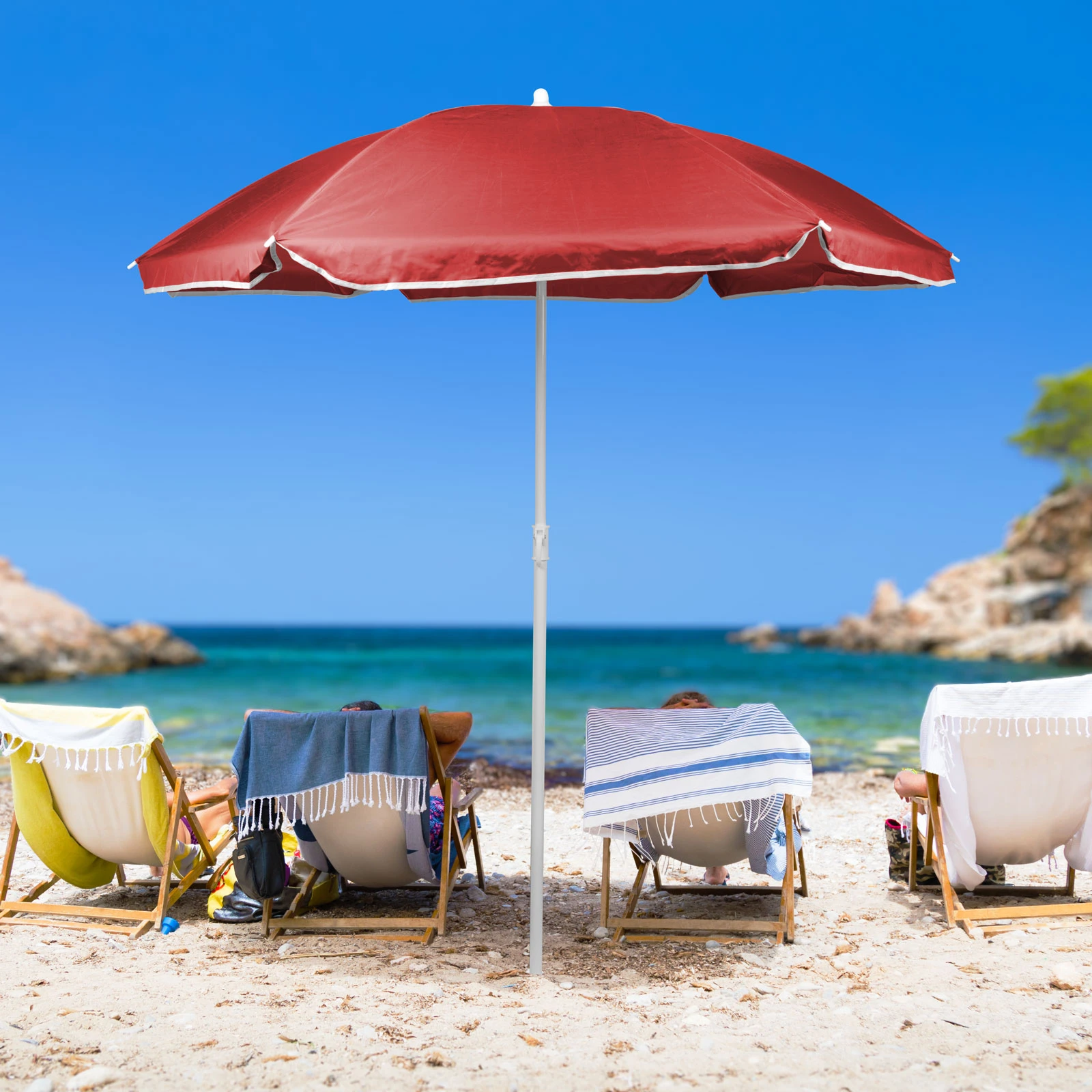 Afbeelding van Strandparasol 155 x Ø135 cm - Parasol Rood - met UV bescherming 40+ - Makkelijk meenemen - 9d64 f212 4ce1