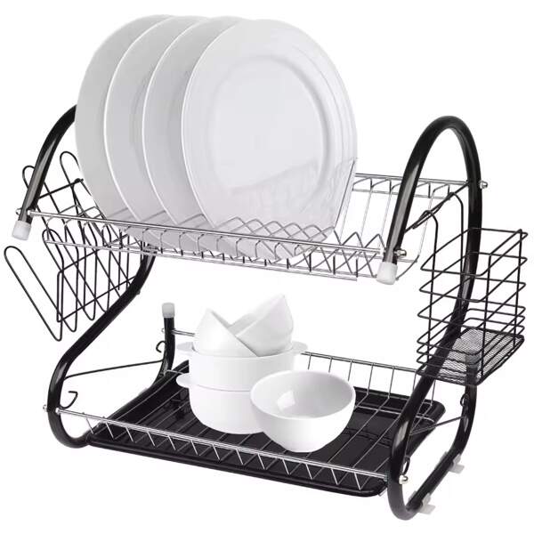 Afbeelding van Afdruiprek met Lekbak - Afwasrek met afvoer - Druiprek - Droogrek Vaat - Keuken - Zwart - 9e99 72f4 4a3c b435