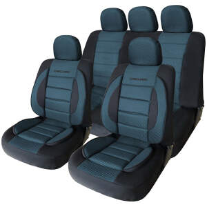 Afbeelding van Universele stoelhoezen auto - PREMIUM - Zwart/Blauw - Stoelhoes voor in de auto - Complete set -