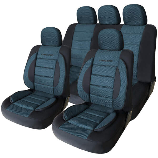 Afbeelding van Universele stoelhoezen auto - PREMIUM - Zwart/Blauw - Stoelhoes voor in de auto - Complete set -