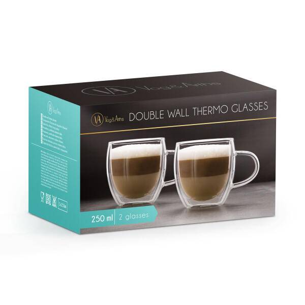 Afbeelding van Vog&Arths - Dubbelwandige Glazen - Theeglazen - 250 ml - 2 stuks - Latte Macchiato / Cappucino Glazen -