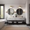 Afbeelding van HSXL - Spiegels - Luxe Ronde Spiegel Zwart - 60 cm Groot - Grote Wandspiegel 60cm Rond met Zwarte Rand -