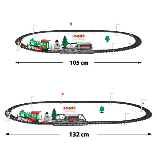 Afbeelding van Bewello - Kerst Trein - Kersttrein met licht en geluid - 27 delig - Kerstdecoratie - op Batterijen - a4d5