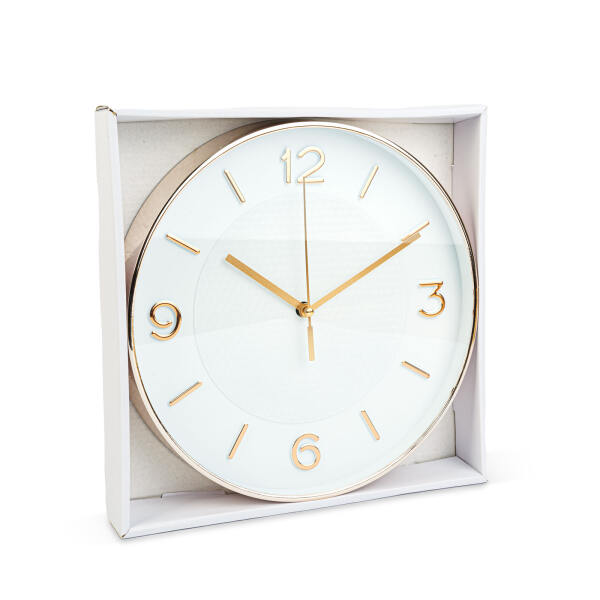 Afbeelding van Family Pound - 25cm Wandklok met stil Uurwerk - Wit /Rose Goud - HSM004 - Analoog - Klok - Moderne Stille
