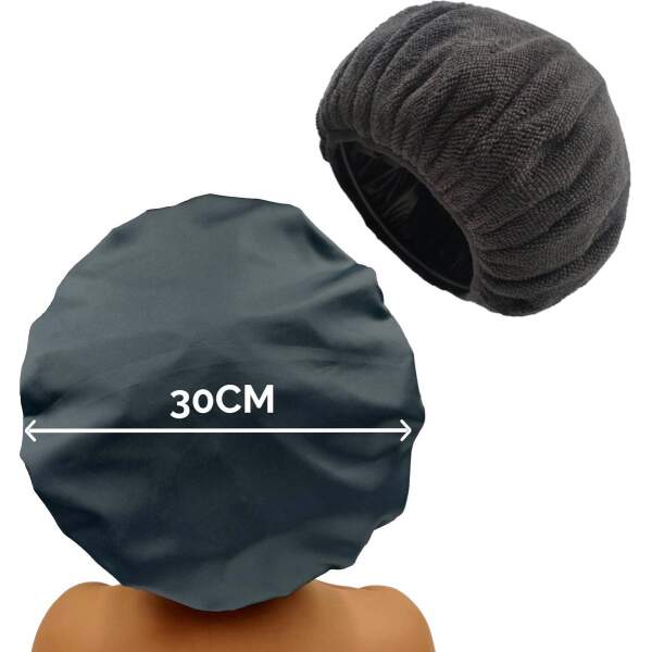 Afbeelding van 3 in 1 Douchemuts Dames - Haarhanddoek Microvezel, Slaapmuts Satijn en Douchemuts in 1 - Hoofdhanddoek