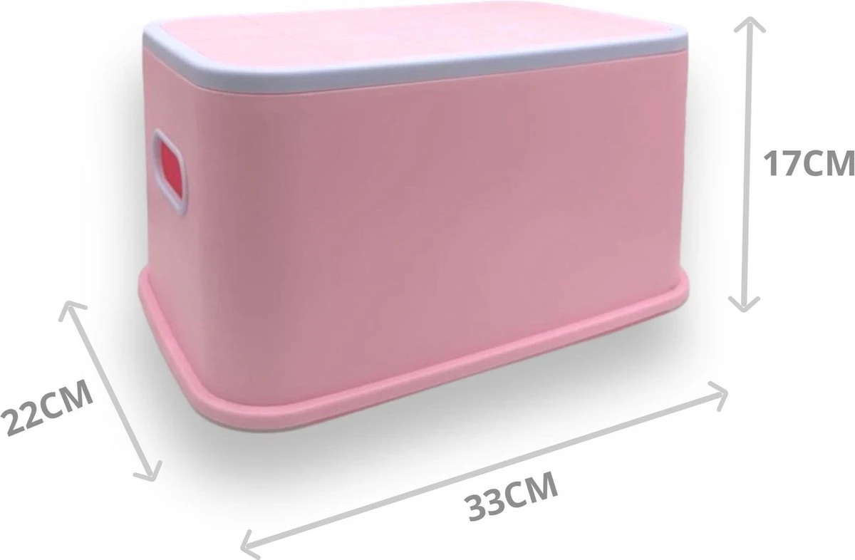 Afbeelding van Opstapje Kind - Max 100kg - Roze - Antislip Krukje - WC Krukje - Kinder Opstapjes - WC Trainer - WC