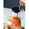 Afbeelding van Waterkaraf 1.4L - Waterkan met Deksel En Filter - Glas - Zwart - Glazen Karaf 1,4 Liter - Multifunctionele