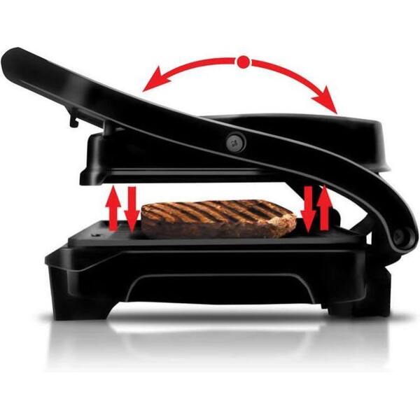 Afbeelding van Eldom GK120 Contactgrill – 1000W RVS – Anti-aanbak Grillplaten 25,5x17,8cm – Beweegbare Bovenplaat –