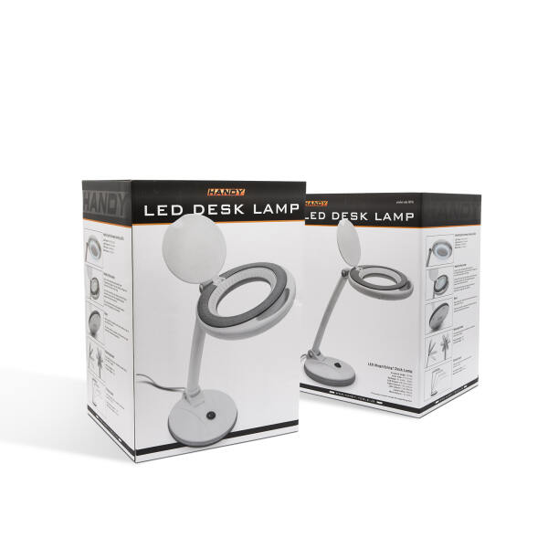 Afbeelding van Handy - Bureau Loeplamp op Standaard - Vergrootglas met verlichting - Op Netstroom - 100MM Glas - Loep Lamp -