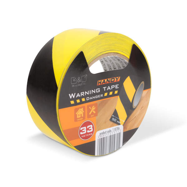 Afbeelding van Handy - Waarschuwingstape Zelfklevend - 33 Meter x 5 CM - Zwart/Geel Waarschuwing Tape voor Trap, Vloer,