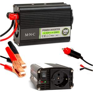 Afbeelding van Omvormer 12v 230v - 300W -Gemodificeerde Sinusgolf Voor auto met accuklemmen en sigarettenaanstekerplug -