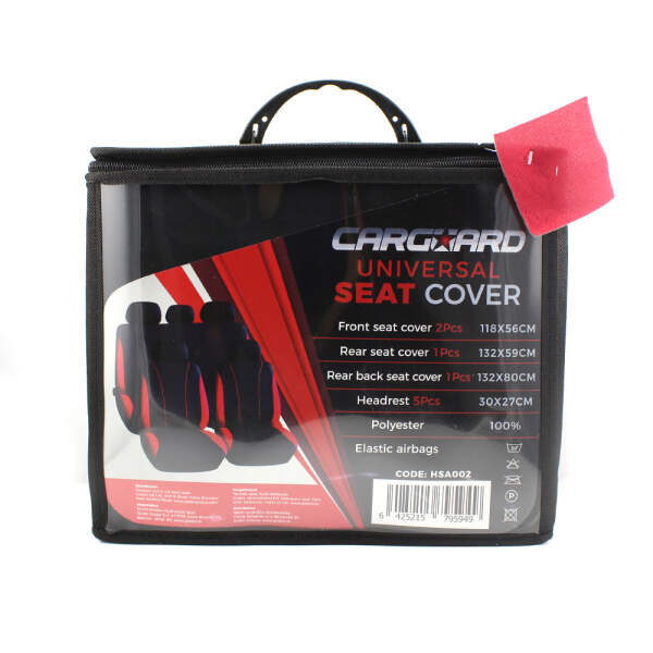 Afbeelding van Universele stoelhoezen auto - Zwart/Rood - Stoelhoes voor in de auto - Complete set - Stoelhoezenset - b383