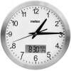 Afbeelding van Moderne Wandklok - Weerklok met Stil uurwerk - Kantoorklok met Temperatuurmeter - Zilver / Wit - Digitaal