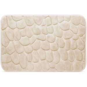Afbeelding van Kleine Antislip Badmat voor in Badkamer/Toilet/WC - Beige Zandkleur Ecru - Steenpatroon - 40x60cm - b5a7 ecca