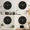 Afbeelding van Family Pound - 25cm Wandklok met stil Uurwerk - Zwart / Goud - HSM003 - Analoog - Klok - Moderne Stille