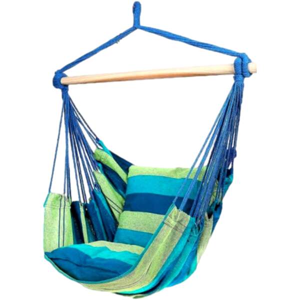 Afbeelding van Hangmat Stoel - Hangstoel voor Binnen of Buiten - Incl. 2 Kussens - Blauw - b903 d60b 4943 bc29 571db0551eae