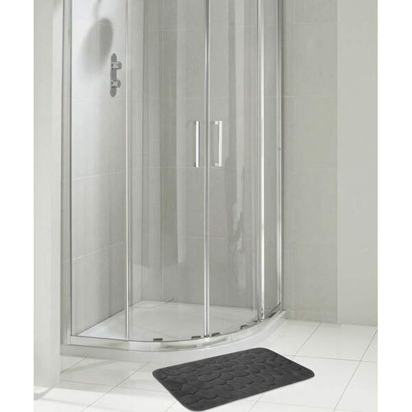 Afbeelding van Kleine Antislip Badmat voor in Badkamer/Toilet/WC - Grijs Antraciet - Steenpatroon - 40x60cm - b9d4 23da 44dd