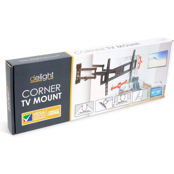 Afbeelding van Delight Hoek TV Beugel - VESA 600x400 mm(max.) - Geschikt voor 40 - 80" inch - Draaibaar en Kantelbaar -