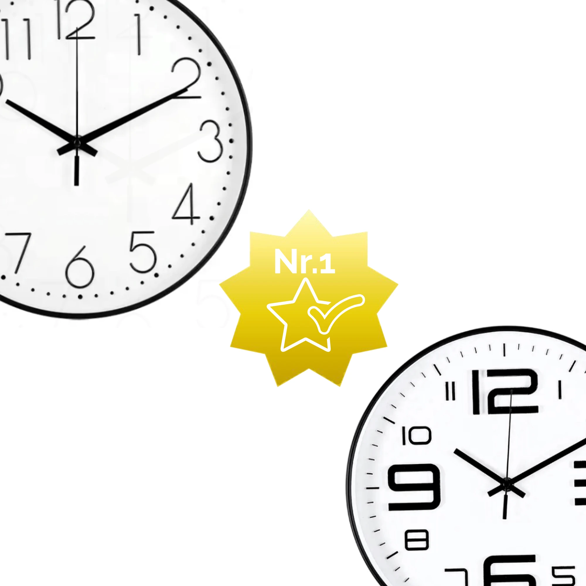 Afbeelding van HSXL - Kleine 30cm Design Wandklok met Stil Quartz Uurwerk - Zwart / Wit - HSM001 - Analoog - Klok Modern -