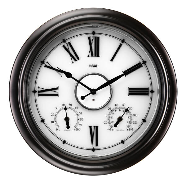 Afbeelding van HSXL - Verlichte Quartz Wandklok 45 cm - Binnen óf Buitenklok - Zwarte Industriële LED Klok - Stil Uurwerk