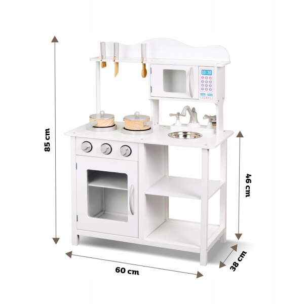 Afbeelding van Houten Keuken Speelgoed - Speelkeuken - Kinderkeuken - Speelkeukentje Inclusief Keukengerei - 85x30x60 cm -