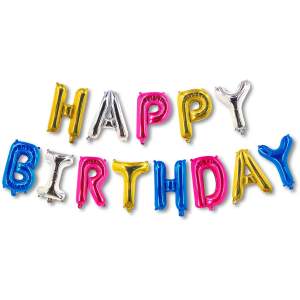 Afbeelding van Happy Birthday Slinger voor Verjaardag - Folie Ballonnen 13 stuks Grote Letterballonnen - Multi Kleur -