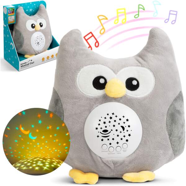 Afbeelding van Babykamer Uil Sterrenhemel Projector met Muziek en White Noise op Batterijen - LED Projector Lamp Baby en