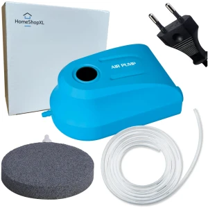 Afbeelding van Aquarium Luchtpomp met Luchtsteen Set - Zuurstof Pomp Netstroom - 6W - 360L/uur (traploos verstelbaar met